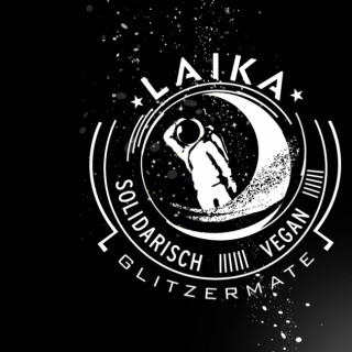 Astronaut, Weltall, Zeichnung in schwarz-weiß Laika Glitzermate, Corporate Design, Branding